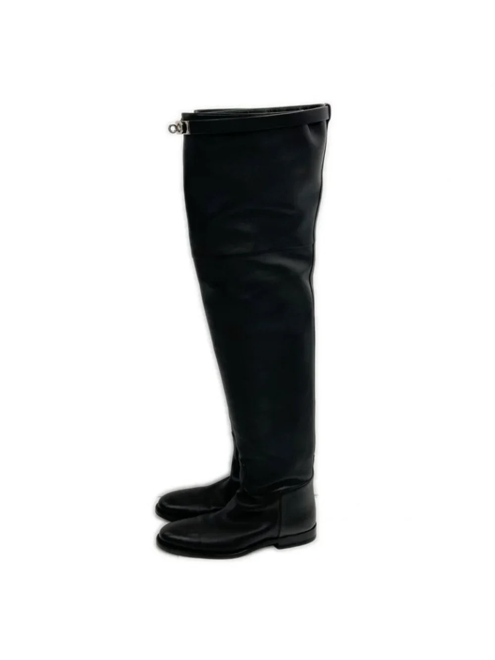 Hermes Kelly Buckle Leather Thigh High Boots